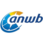 ANWB-logo met gestileerde kaart in blauwe en gele kleuren